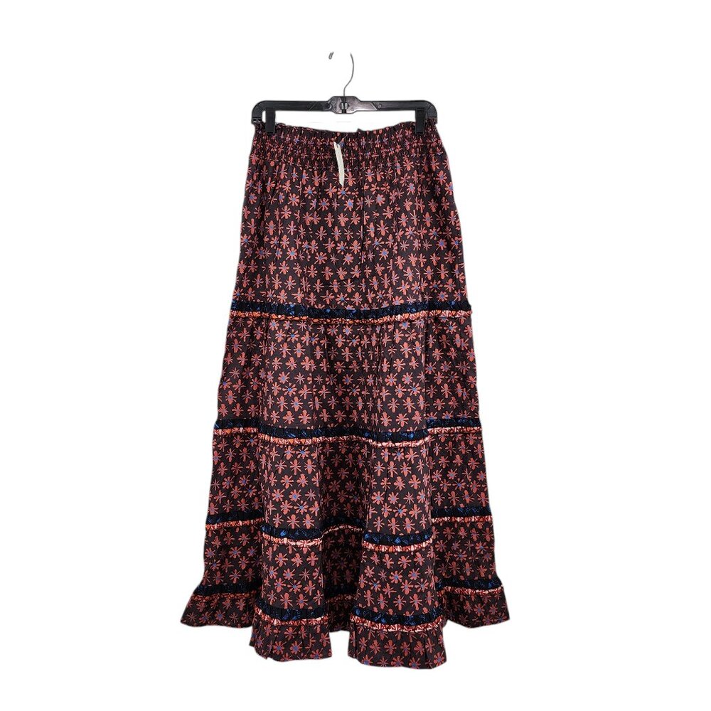Anthropologie Red and Black Maxi Skirt